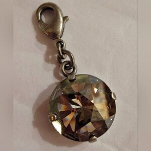 #Sabika Smoky #Quartz Vienna #Swarovski Crystal Pendant 1" Antq Silver Setting.
